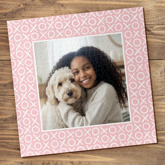 XOXO Hugs & Kisses Custom Photo Pastel Pink Modern Legpuzzel