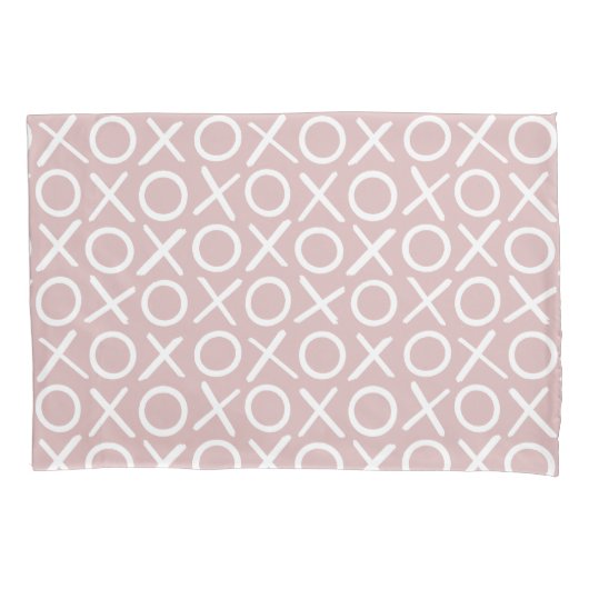 XOXO Hugs & Kisses Dusty Pink Cute Modern Pattern Kussensloop (Voorkant)