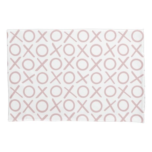 XOXO Hugs & Kisses Dusty Pink White Modern Pattern Kussensloop (Voorkant)