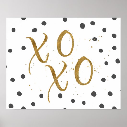 "XOXO" Hugs & Kisses Faux Gold Dot Poster (Voorkant)