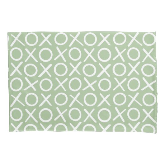 XOXO Hugs & Kisses Green Cute Modern Pattern Kussensloop (Voorkant)