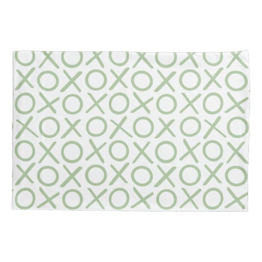 XOXO Hugs & Kisses Green White Modern Pattern Kussensloop (Achterkant)