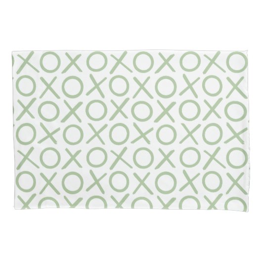 XOXO Hugs & Kisses Green White Modern Pattern Kussensloop (Voorkant)