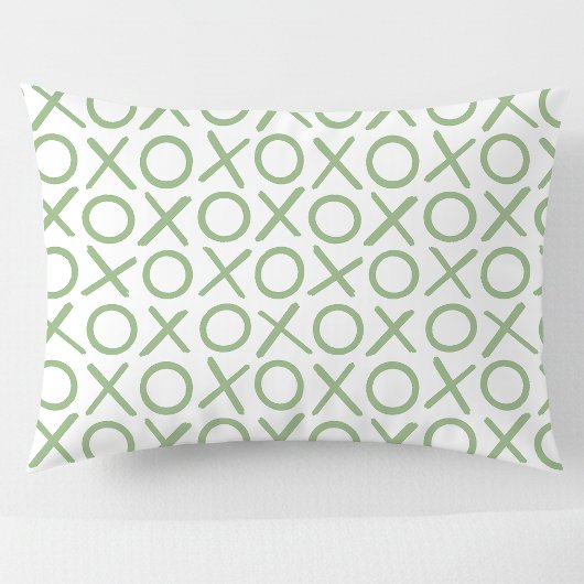 XOXO Hugs & Kisses Green White Modern Pattern Kussensloop