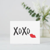 XoXo-Hugs-Kisses-met-Rode-Lips Briefkaart (Staand voorkant)