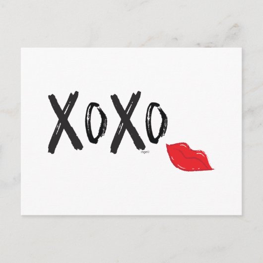 XoXo-Hugs-Kisses-met-Rode-Lips Briefkaart (Voorkant)