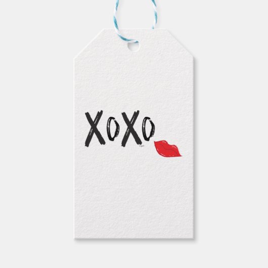 XoXo-Hugs-Kisses-met-Rode-Lips Cadeaulabel (Voorkant)