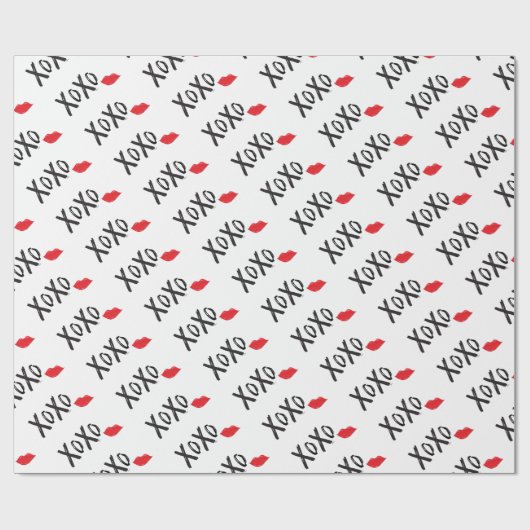 XoXo-Hugs-Kisses-met-Rode-Lips Cadeaupapier (Vlak)