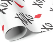 XoXo-Hugs-Kisses-met-Rode-Lips Cadeaupapier (Rol Hoek)