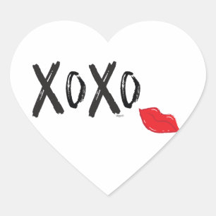 XoXo-Hugs-Kisses-met-Rode-Lips Hart Sticker