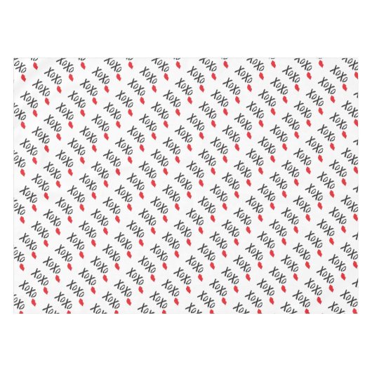 XoXo-Hugs-Kisses-met-Rode-Lips Tafelkleed (Voorkant (Horizontaal))