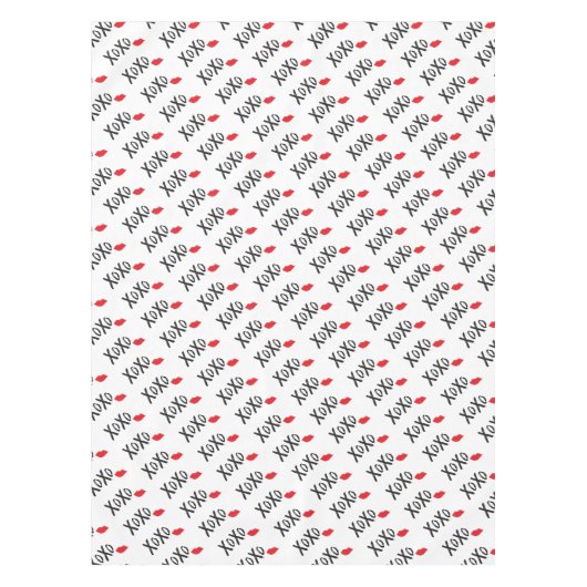 XoXo-Hugs-Kisses-met-Rode-Lips Tafelkleed (Voorkant)