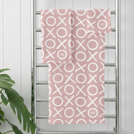 XOXO Hugs & Kisses Monogrammed Dusty Pink Modern Bad Handdoek