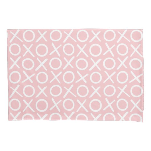 XOXO Hugs & Kisses Pastel Pink Cute Modern Pattern Kussensloop (Voorkant)