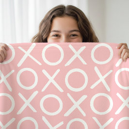 XOXO Hugs & Kisses Pastel Pink Modern Pattern Fleece Deken