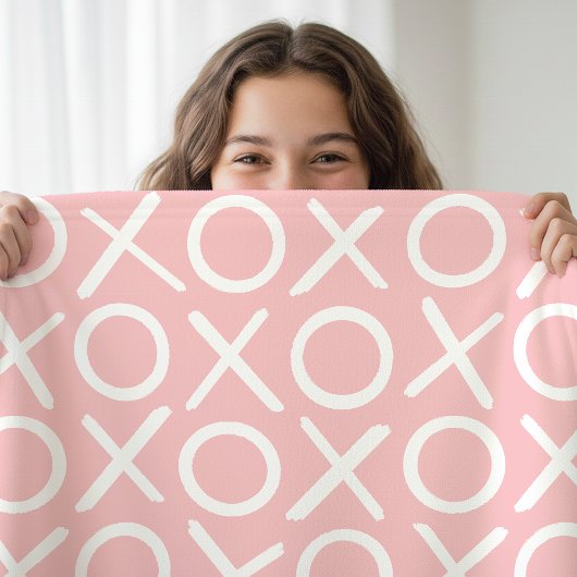 XOXO Hugs & Kisses Pastel Pink Modern Pattern Fleece Deken