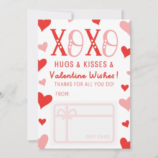 XOXO Hugs Kisses Valentijn Wishes Gift Card Holder Kaart (Voorkant)
