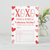 XOXO Hugs Kisses Valentijn Wishes Gift Card Holder Kaart (Staand voorkant)