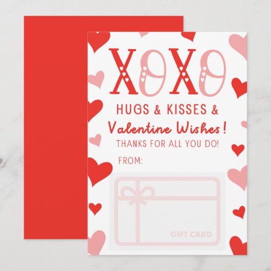 XOXO Hugs Kisses Valentijn Wishes Gift Card Holder Kaart (Voorkant / Achterkant)