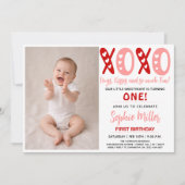 XOXO Hugs & Kisses Valentine's Day 1st Birthday Kaart (Voorkant)