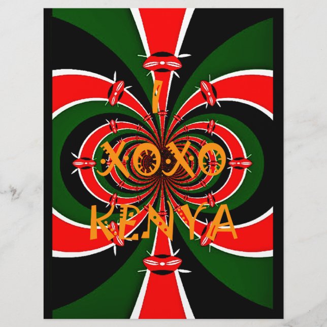 XOXO I Love Kenya Black Red Green National Flag (Voorkant)