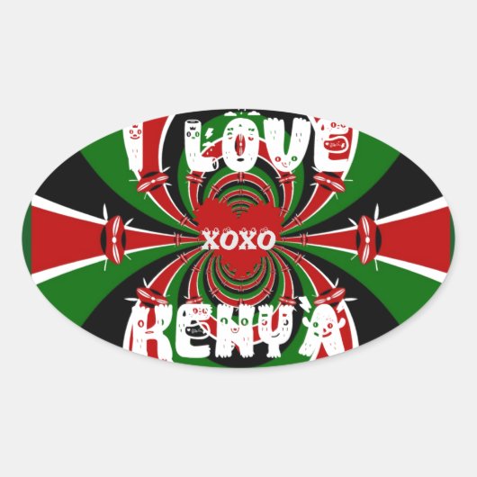 XOXO I Love Kenya Hakuna Matata Gifts Ovale Sticker (Voorkant)