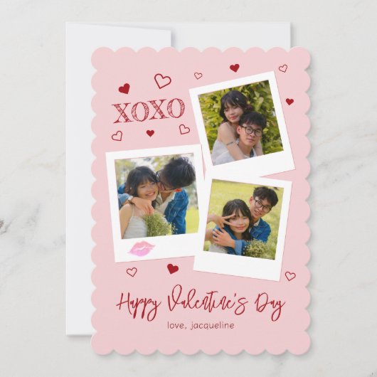 XOXO Instant Photo Style Valentine’s Feestdagenkaart (Voorkant)