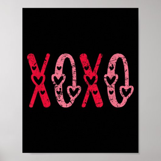 Xoxo Kisses Hugs Vintage Valentines Day Poster (Voorkant)