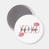 XOXO Kisses Pink Lips gepersonaliseerd Magneet (Voorkant / Achterkant)
