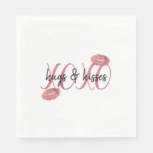 XOXO Kisses Roze Lippen gepersonaliseerd citaat Servet