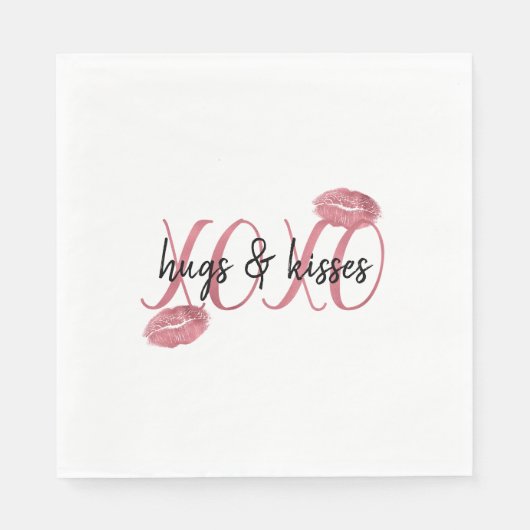 XOXO Kisses Roze Lippen gepersonaliseerd citaat Servet (Voorkant)