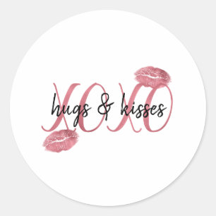 XOXO Kisses Roze Lips Ronde Sticker