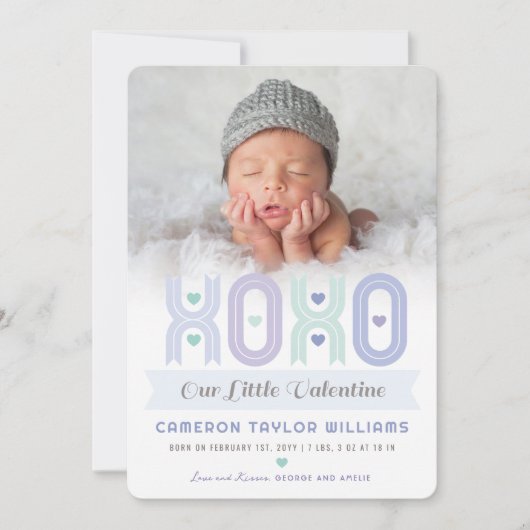 XOXO Kleine Valentijn Foto Jongen Geboorte Aankond Feestdagenkaart (Voorkant)