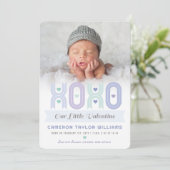 XOXO Kleine Valentijn Foto Jongen Geboorte Aankond Feestdagenkaart (Staand voorkant)