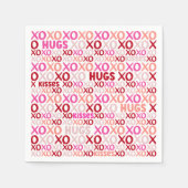 XOXO Knuffels en Kusjes Roze en Rode Galentijn Par Servet (Voorkant)