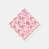 XOXO Knuffels en Kusjes Roze en Rode Galentijn Par Servet (Hoek)