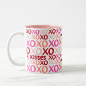 XOXO Knuffels en Kusjes Roze en Rood Schattige Gal Tweekleurige Koffiemok (Links)