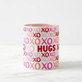 XOXO Knuffels en Kusjes Roze en Rood Schattige Gal Tweekleurige Koffiemok (Center)