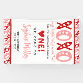 XOXO Knuffels en Kusjes Valentijnsdag 1e Verjaarda Spandoek (Horizontaal)