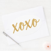 XOXO, knuffels en kussen, gouden glitter beletteri Ovale Sticker (Envelop)