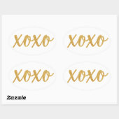 XOXO, knuffels en kussen, gouden glitter beletteri Ovale Sticker (Vel)