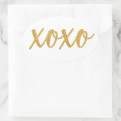 XOXO, knuffels en kussen, gouden glitter beletteri Ovale Sticker (Tas)