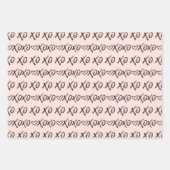 XOXO Knuffels & Kisses Borstel Script Zwart & Roze Inpakpapier Vel (Voorkant 2)