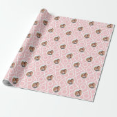 XOXO Knuffels & Kusjes 2 Foto Roze Kwast Script Cadeaupapier (Uitgerold)