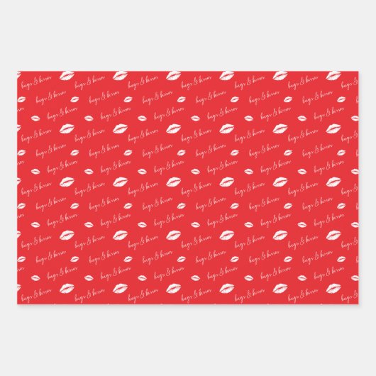 XOXO Knuffels & Kusjes Borstel Script Rood & Roze Inpakpapier Vel (Voorkant 3)