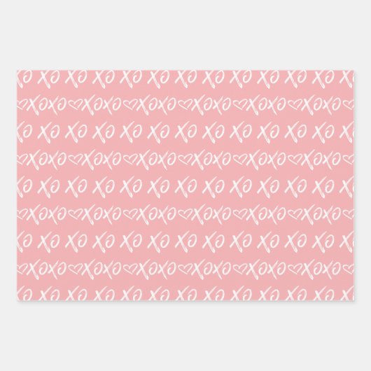 XOXO Knuffels & Kusjes Borstel Script Rood & Roze Inpakpapier Vel (Voorkant 2)