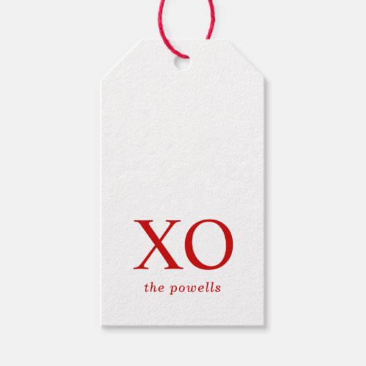 XOXO Knuffels & Kusjes Eenvoudig Rood Minimalistis Cadeaulabel (Voorkant)