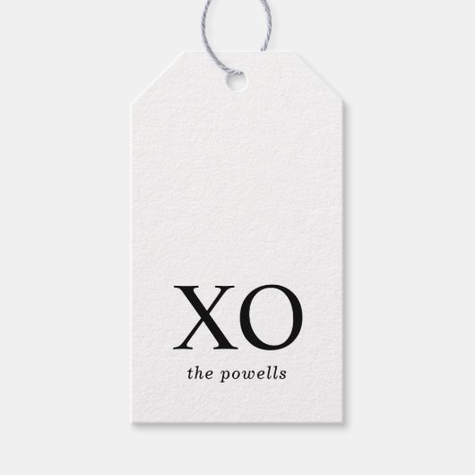 XOXO Knuffels & Kusjes Eenvoudig Zwart & Wit Cadeaulabel (Voorkant)