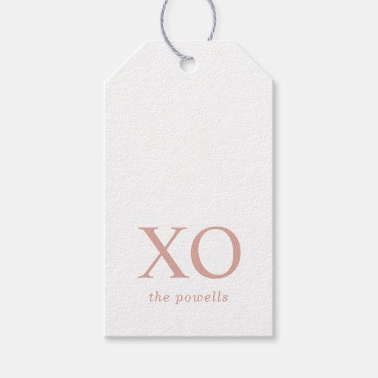 XOXO Knuffels & Kusjes Eenvoudige Blush Roze Minim Cadeaulabel (Voorkant)