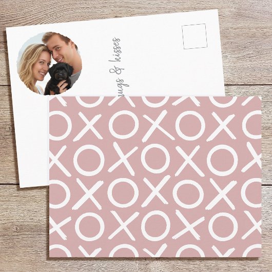 XOXO Knuffels & Kusjes Foto Stof Roze Modern Briefkaart
